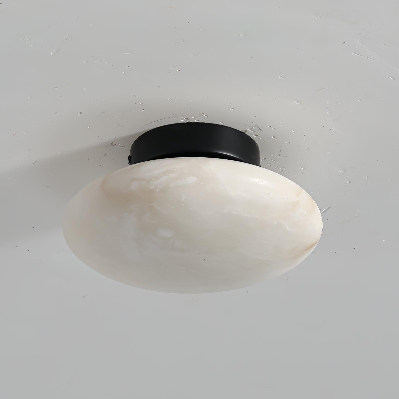 Lunelle Alabaster Oval Ceiling Light – Brass Accent Fixture