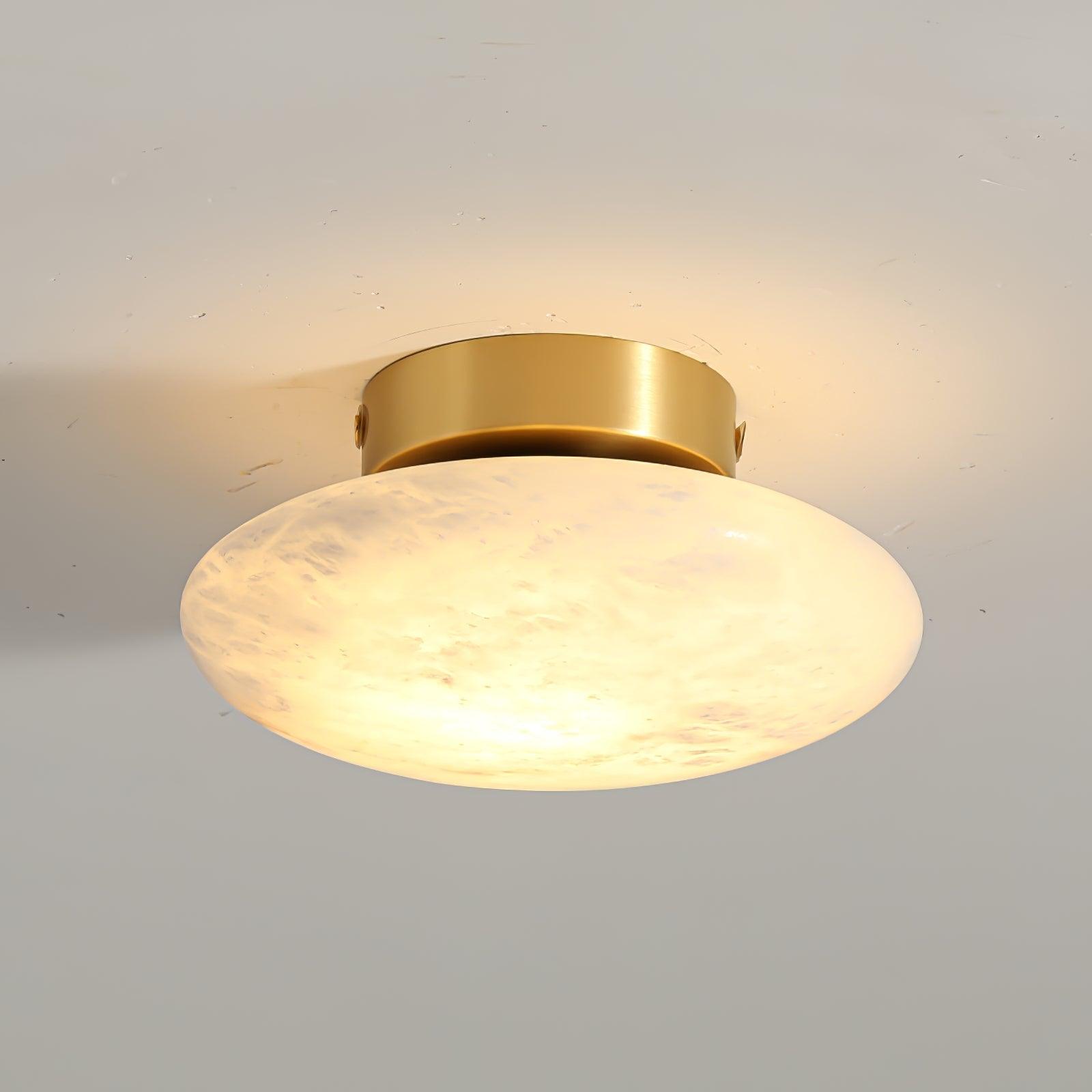 Lunelle Alabaster Oval Ceiling Light – Brass Accent Fixture