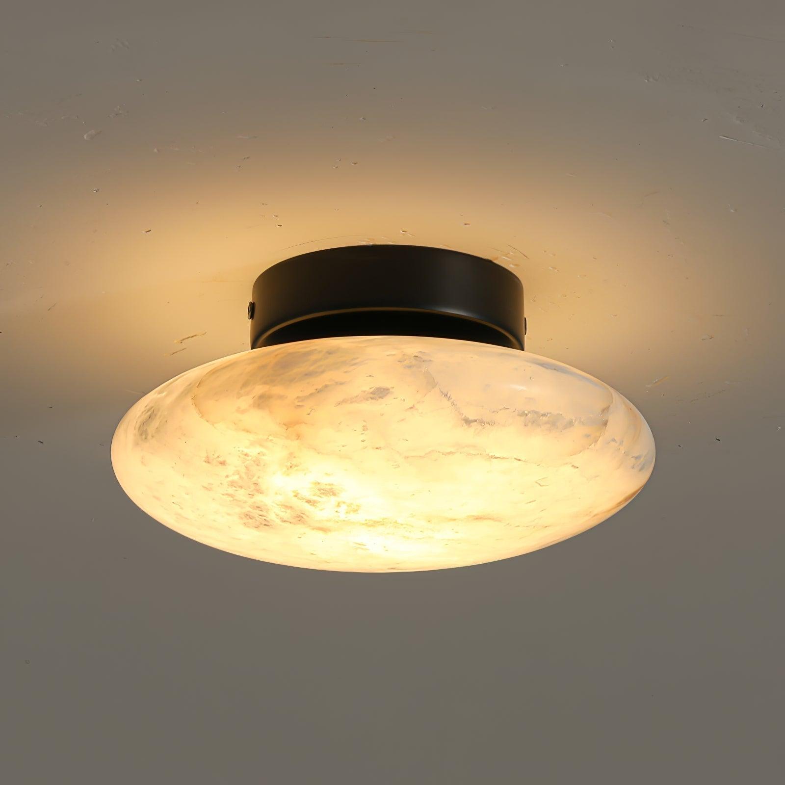 Lunelle Alabaster Oval Ceiling Light – Brass Accent Fixture