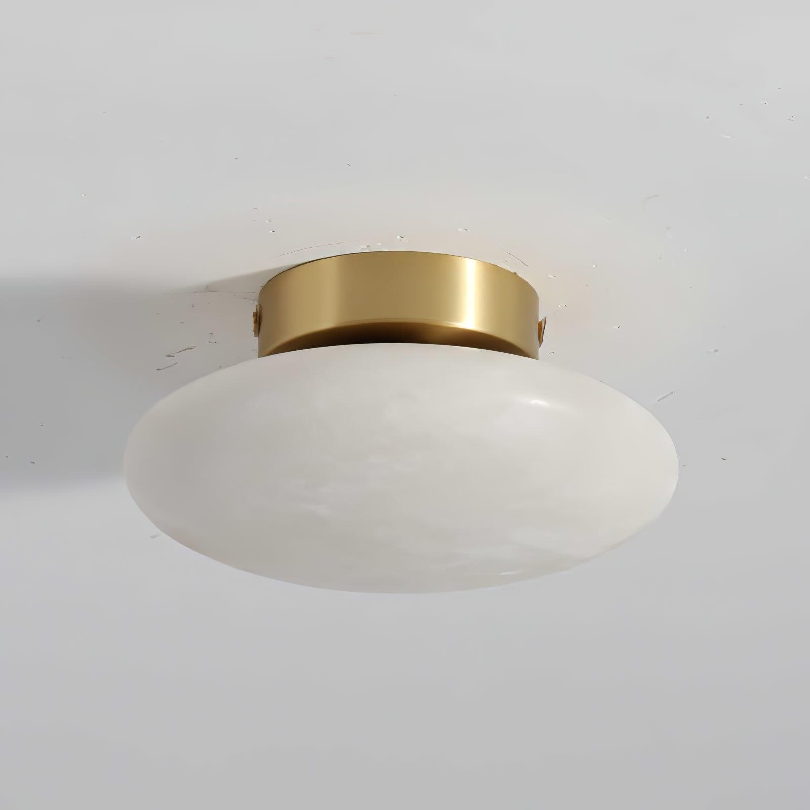 Lunelle Alabaster Oval Ceiling Light – Brass Accent Fixture