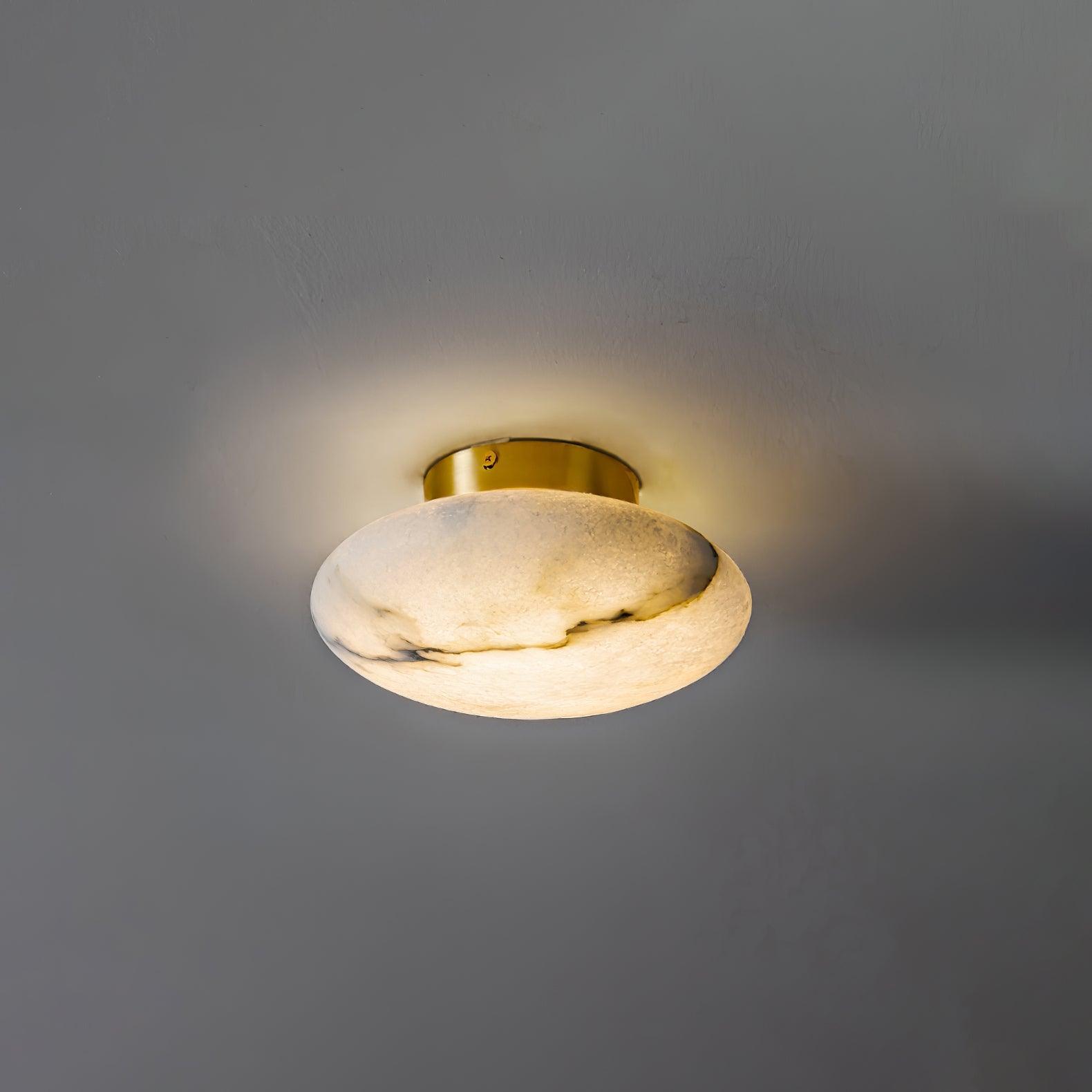 Lunelle Alabaster Oval Ceiling Light – Brass Accent Fixture